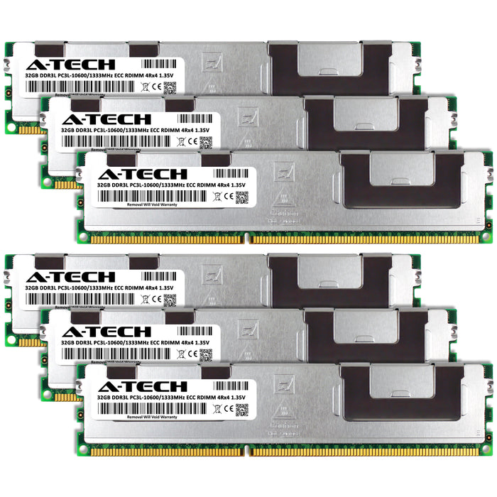 192GB Kit (6 x 32GB) 4Rx4 DDR3-1333 PC3-10600R RDIMM ECC Registered 1.35V 240-Pin Server Memory RAM
