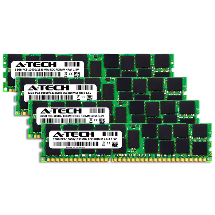 128GB Kit (4 x 32GB) 4Rx4 DDR3-1333 PC3-10600R RDIMM ECC Registered 1.5V 240-Pin Server Memory RAM