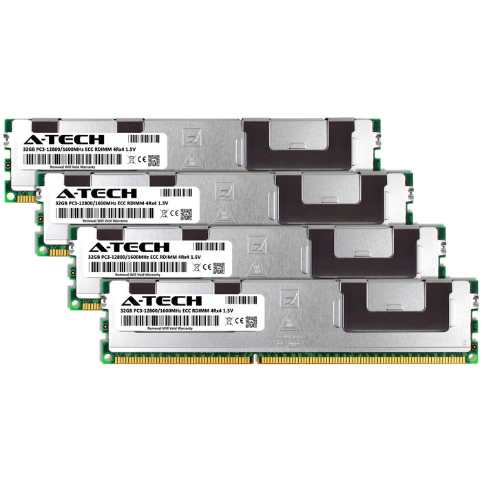 A-Tech 128GB (4x 32GB) 4Rx4 PC3-12800 DDR3 1600 MHz ECC RDIMM Registered DIMM Quad Rank Server RAM Memory Upgrade Kit