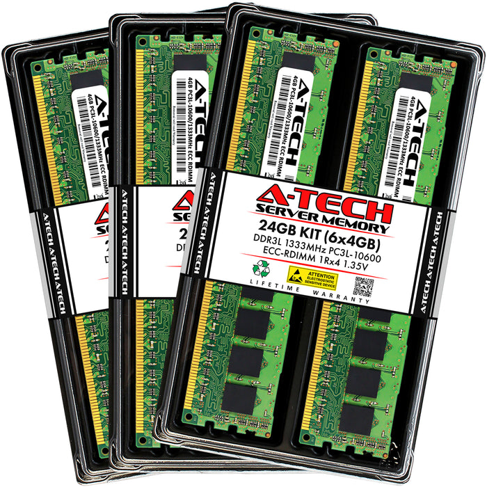 24GB Kit (6 x 4GB) 1Rx4 DDR3-1333 PC3-10600R RDIMM ECC Registered 1.35V 240-Pin Server Memory RAM
