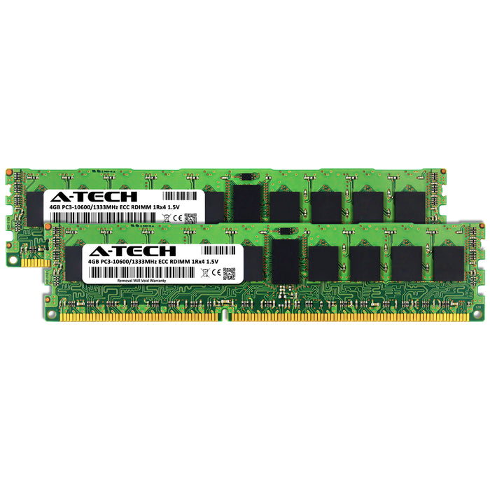 8GB Kit (2 x 4GB) 1Rx4 DDR3-1333 PC3-10600R RDIMM ECC Registered 1.5V 240-Pin Server Memory RAM