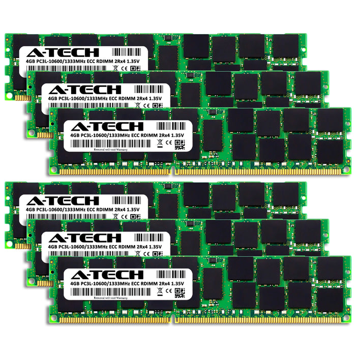 24GB Kit (6 x 4GB) 2Rx4 DDR3-1333 PC3-10600R RDIMM ECC Registered 1.35V 240-Pin Server Memory RAM