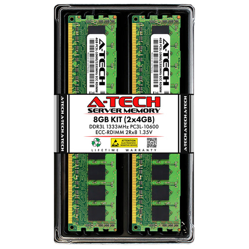A-Tech 8GB (2x 4GB) 2Rx8 PC3-10600 DDR3 1333 MHz ECC RDIMM Registered DIMM Dual Rank Server RAM Memory Upgrade Kit