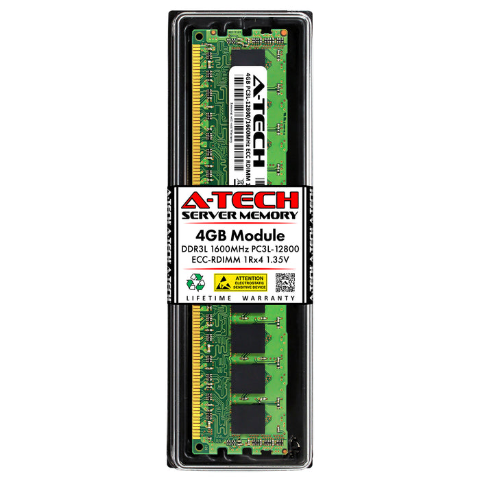 4GB 1Rx4 DDR3-1600 PC3-12800R RDIMM ECC Registered 1.35V 240-Pin Server Memory RAM