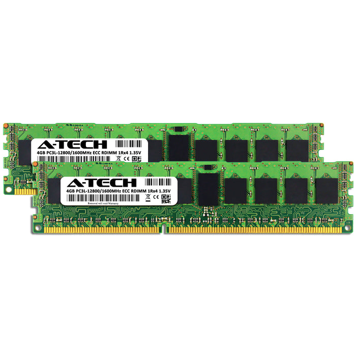 8GB Kit (2 x 4GB) 1Rx4 DDR3-1600 PC3-12800R RDIMM ECC Registered 1.35V 240-Pin Server Memory RAM