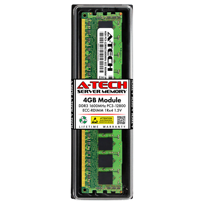 4GB 1Rx4 DDR3-1600 PC3-12800R RDIMM ECC Registered 1.5V 240-Pin Server Memory RAM