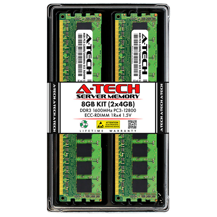 8GB Kit (2 x 4GB) 1Rx4 DDR3-1600 PC3-12800R RDIMM ECC Registered 1.5V 240-Pin Server Memory RAM