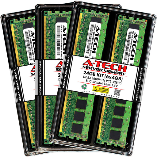 24GB Kit (6 x 4GB) 1Rx4 DDR3-1600 PC3-12800R RDIMM ECC Registered 1.5V 240-Pin Server Memory RAM