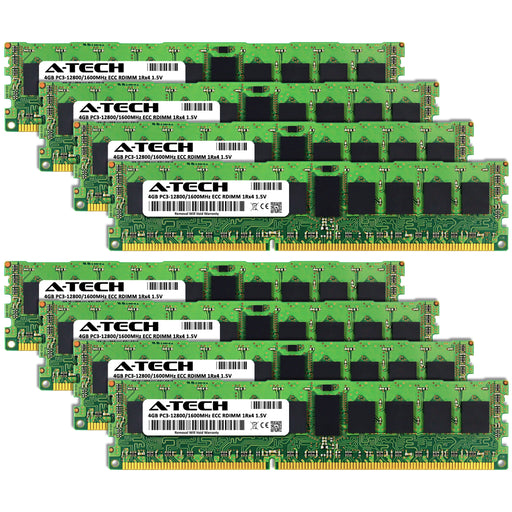 A-Tech 32GB (8x 4GB) 1Rx4 PC3-12800 DDR3 1600 MHz ECC RDIMM Registered DIMM Single Rank Server RAM Memory Upgrade Kit