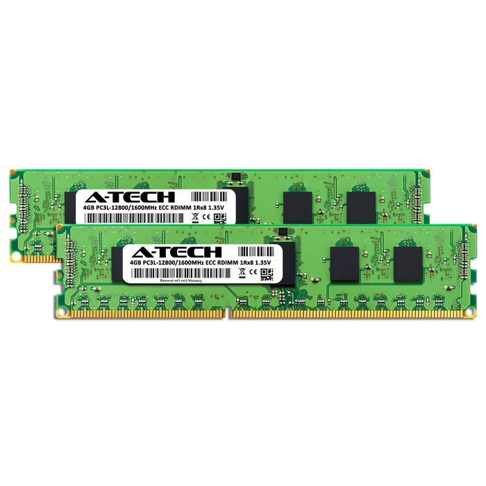8GB Kit (2 x 4GB) 1Rx8 DDR3-1600 PC3-12800R RDIMM ECC Registered 1.35V 240-Pin Server Memory RAM