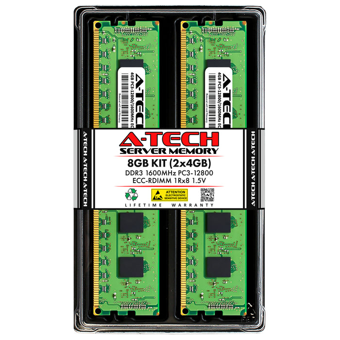 8GB Kit (2 x 4GB) 1Rx8 DDR3-1600 PC3-12800R RDIMM ECC Registered 1.5V 240-Pin Server Memory RAM