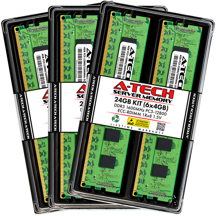24GB Kit (6 x 4GB) 1Rx8 DDR3-1600 PC3-12800R RDIMM ECC Registered 1.5V 240-Pin Server Memory RAM