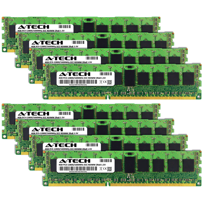 A-Tech 32GB (8x 4GB) 2Rx8 PC3-12800 DDR3 1600 MHz ECC RDIMM Registered DIMM Dual Rank Server RAM Memory Upgrade Kit
