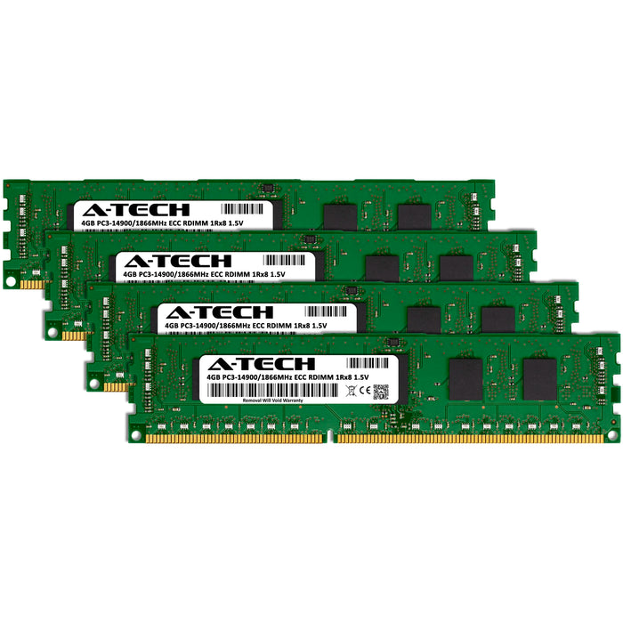 A-Tech 16GB (4x 4GB) 1Rx8 PC3-14900 DDR3 1866 MHz ECC RDIMM Registered DIMM Single Rank Server RAM Memory Upgrade Kit