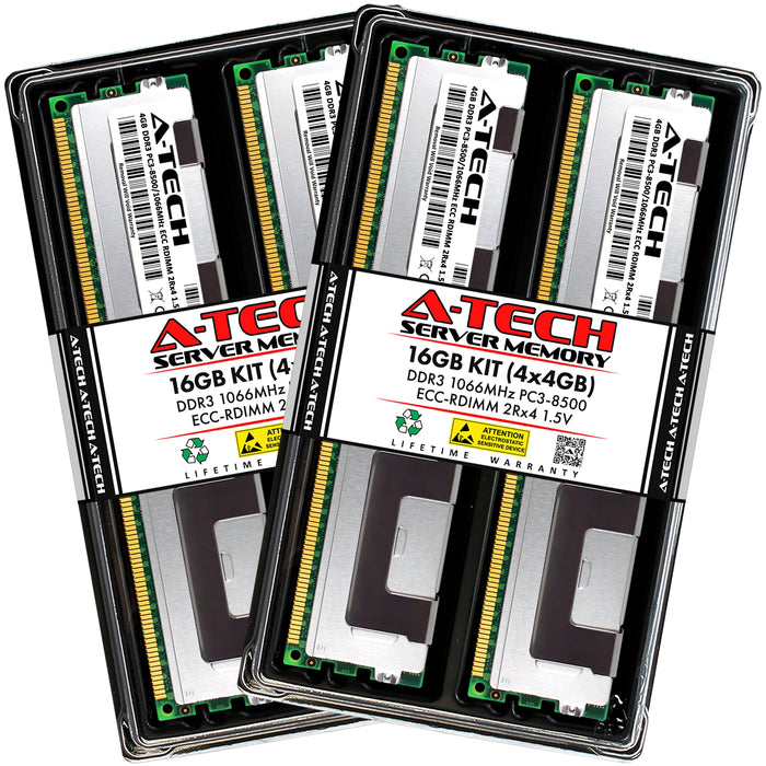 A-Tech 16GB (4x 4GB) 2Rx4 PC3-8500 DDR3 1066 MHz ECC RDIMM Registered DIMM Dual Rank Server RAM Memory Upgrade Kit