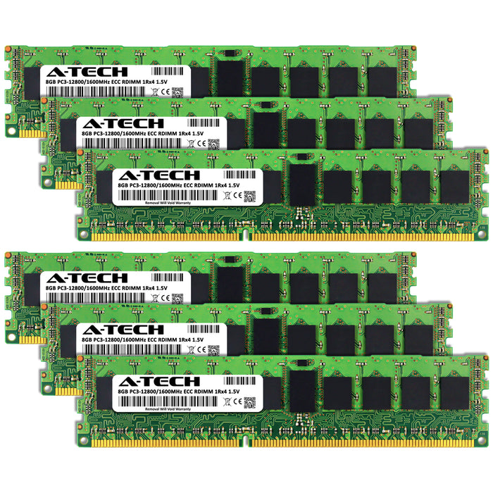 48GB Kit (6 x 8GB) 1Rx4 DDR3-1600 PC3-12800R RDIMM ECC Registered 1.5V 240-Pin Server Memory RAM