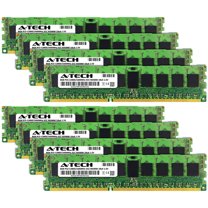 A-Tech 64GB (8x 8GB) 1Rx4 PC3-12800 DDR3 1600 MHz ECC RDIMM Registered DIMM Single Rank Server RAM Memory Upgrade Kit