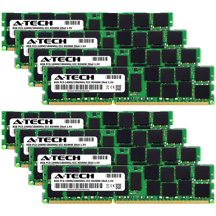 A-Tech 64GB (8x 8GB) 2Rx4 PC3-14900 DDR3 1866 MHz ECC RDIMM Registered DIMM Dual Rank Server RAM Memory Upgrade Kit