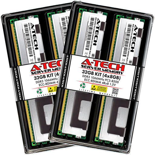 A-Tech 32GB (4x 8GB) 4Rx8 PC3-8500 DDR3 1066 MHz ECC RDIMM Registered DIMM Quad Rank Server RAM Memory Upgrade Kit