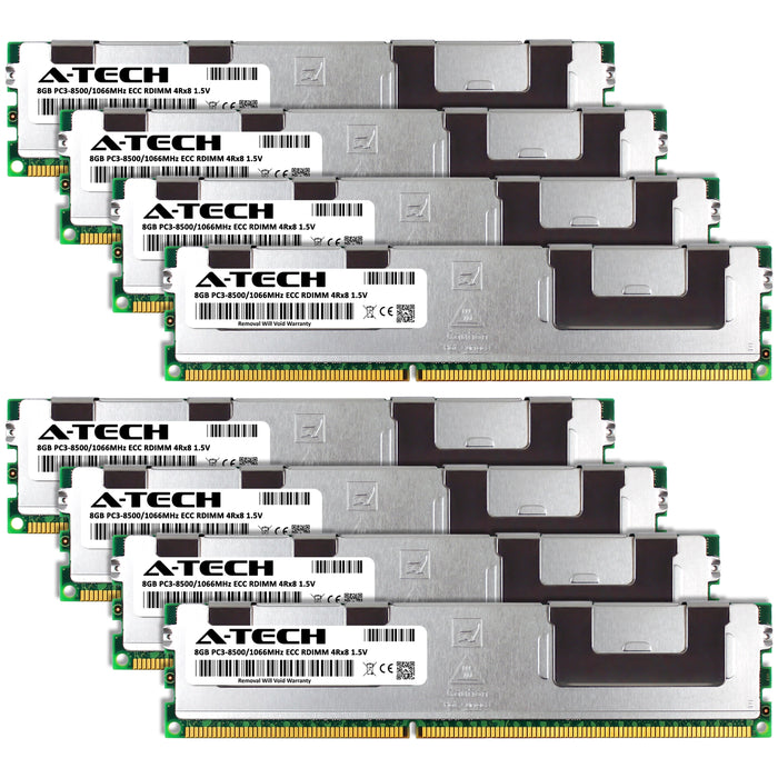 A-Tech 64GB (8x 8GB) 4Rx8 PC3-8500 DDR3 1066 MHz ECC RDIMM Registered DIMM Quad Rank Server RAM Memory Upgrade Kit
