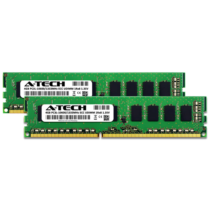 A-Tech 8GB (2x 4GB) 1Rx8 PC3-10600 DDR3 1333 MHz ECC UDIMM Unbuffered DIMM Single Rank Server RAM Memory Upgrade Kit
