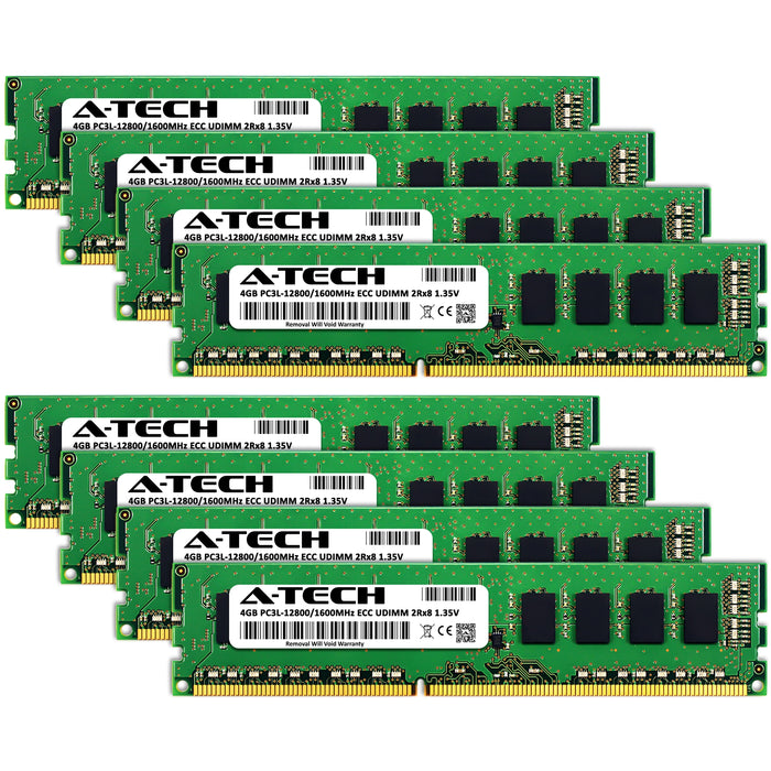 A-Tech 32GB (8x 4GB) 2Rx8 PC3-12800 DDR3 1600 MHz ECC UDIMM Unbuffered DIMM Dual Rank Server RAM Memory Upgrade Kit