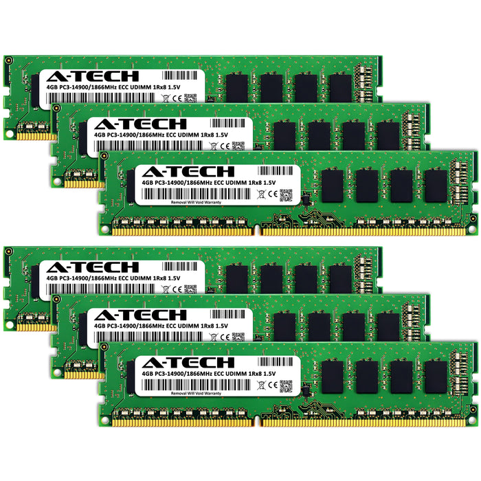 24GB Kit (6 x 4GB) 1Rx8 DDR3-1866 PC3-14900E UDIMM ECC Unbuffered 1.5V 240-Pin Server Memory RAM