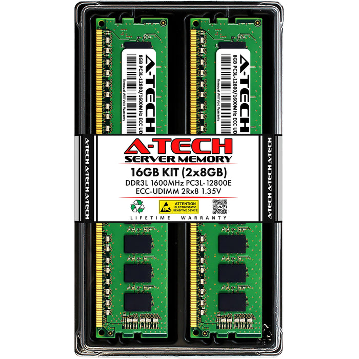16GB Kit (2 x 8GB) 2Rx8 DDR3-1600 PC3-12800E UDIMM ECC Unbuffered 1.35V 240-Pin Server Memory RAM