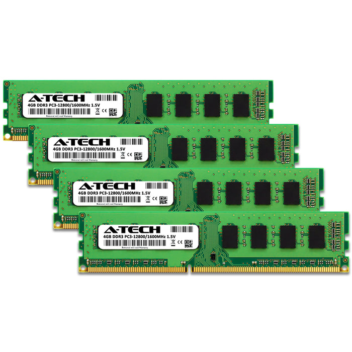 A-Tech 16GB Kit (4x4GB) DDR3 1600MHz (PC3-12800) DIMM Desktop PC Memory RAM