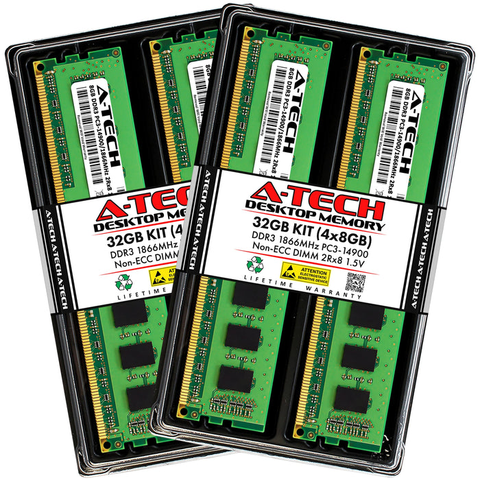 A-Tech 32GB Kit (4x8GB) DDR3 1866MHz (PC3-14900) DIMM Desktop PC Memory RAM