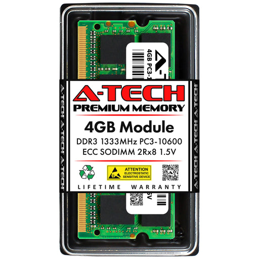 A-Tech 4GB (1x 4GB) 2Rx8 PC3-10600 DDR3 1333 MHz ECC SODIMM Dual Rank Microserver RAM Memory Upgrade Module
