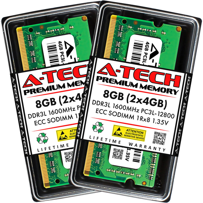 A-Tech 8GB (2x 4GB) 1Rx8 PC3-12800 DDR3 1600 MHz ECC SODIMM Single Rank Microserver RAM Memory Upgrade Kit