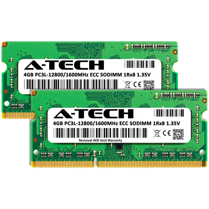 A-Tech 8GB (2x 4GB) 1Rx8 PC3-12800 DDR3 1600 MHz ECC SODIMM Single Rank Microserver RAM Memory Upgrade Kit