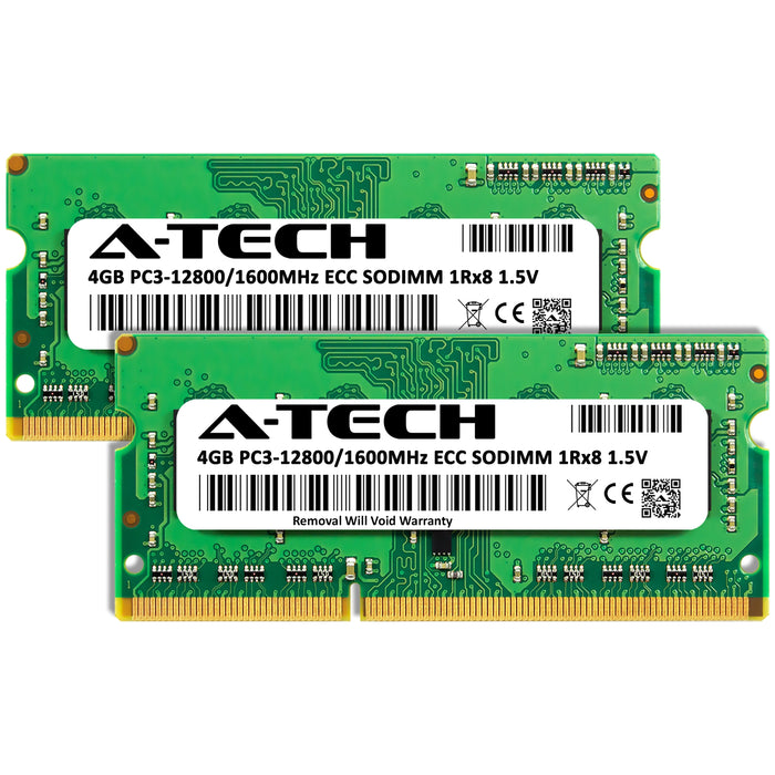A-Tech 8GB (2x 4GB) 1Rx8 PC3-12800 DDR3 1600 MHz ECC SODIMM Single Rank Microserver RAM Memory Upgrade Kit