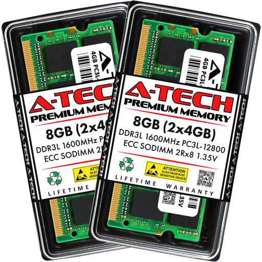 A-Tech 8GB (2x 4GB) 2Rx8 PC3-12800 DDR3 1600 MHz ECC SODIMM Dual Rank Microserver RAM Memory Upgrade Kit