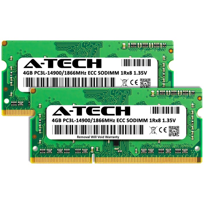 A-Tech 8GB (2x 4GB) 1Rx8 PC3-14900 DDR3 1866 MHz ECC SODIMM Single Rank Microserver RAM Memory Upgrade Kit