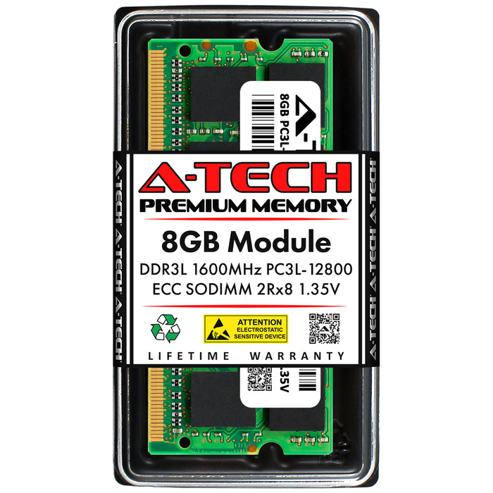 8GB 2Rx8 DDR3-1600 PC3-12800E ECC Unbuffered SODIMM 1.35V 204-Pin Server Memory RAM