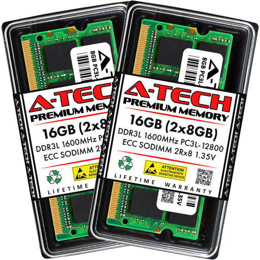 A-Tech 16GB (2x 8GB) 2Rx8 PC3-12800 DDR3 1600 MHz ECC SODIMM Dual Rank Microserver RAM Memory Upgrade Kit