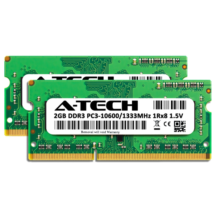 4GB Kit (2 x 2GB) DDR3-1333 (PC3-10600) SODIMM SR x8 Laptop Memory RAM