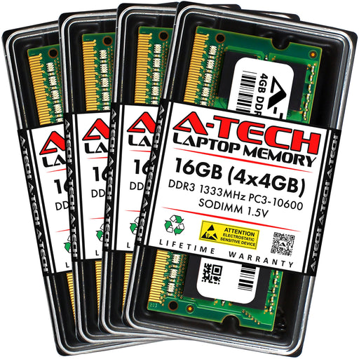 A-Tech 16GB Kit (4x4GB) DDR3 1333MHz (PC3-10600) SODIMM Laptop Memory RAM