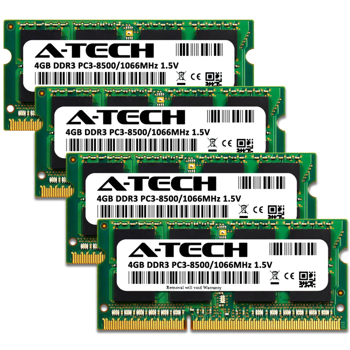 A-Tech 16GB Kit (4x4GB) DDR3 1066MHz (PC3-8500) SODIMM Laptop Memory RAM