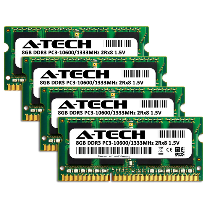 A-Tech 32GB Kit (4x8GB) DDR3 1333MHz (PC3-10600) SODIMM Laptop Memory RAM