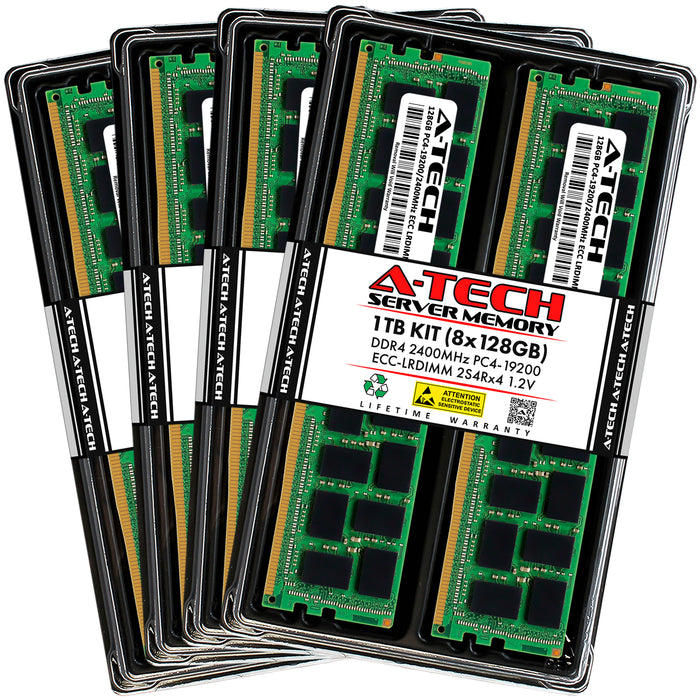1TB Kit (8 x 128GB) 2S4Rx4 (8Rx4) DDR4-2400 PC4-19200L LRDIMM ECC Load Reduced 1.2V 288-Pin Server Memory RAM