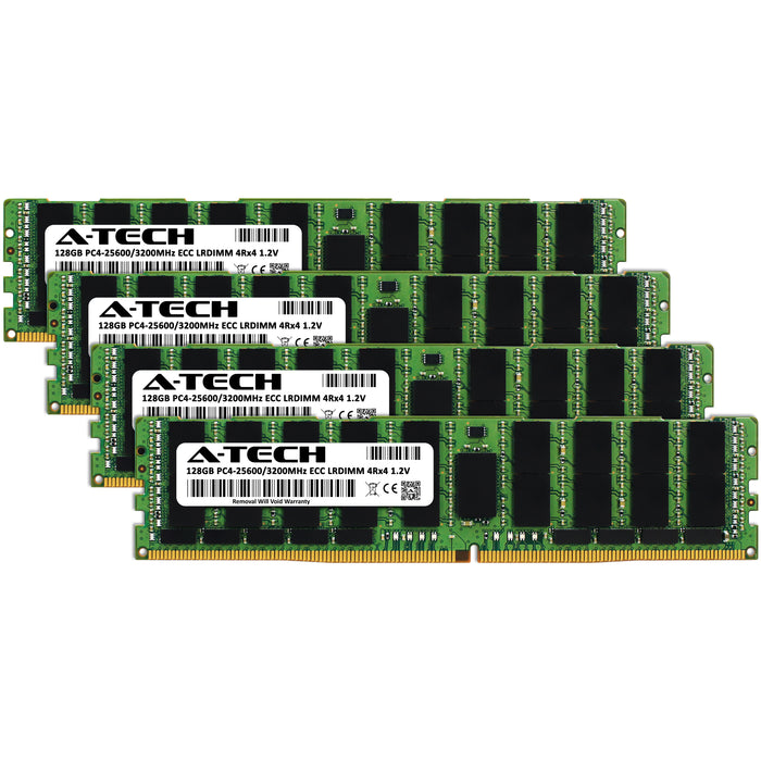 512GB Kit (4 x 128GB) 4Rx4 DDR4-3200 PC4-25600L LRDIMM ECC Load Reduced 1.2V 288-Pin Server Memory RAM