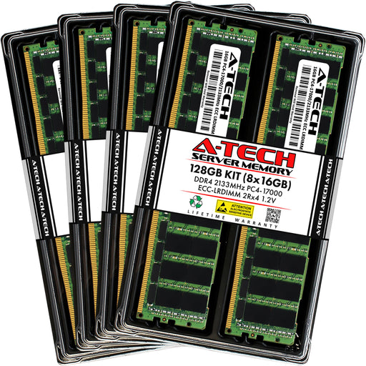 A-Tech 128GB (8x16GB) 2Rx4 PC4-17000 DDR4 2133MHz ECC LRDIMM Load Reduced DIMM Dual Rank Server RAM Memory Upgrade Kit