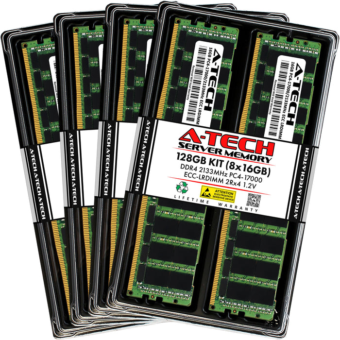 A-Tech 128GB (8x16GB) 2Rx4 PC4-17000 DDR4 2133MHz ECC LRDIMM Load Reduced DIMM Dual Rank Server RAM Memory Upgrade Kit