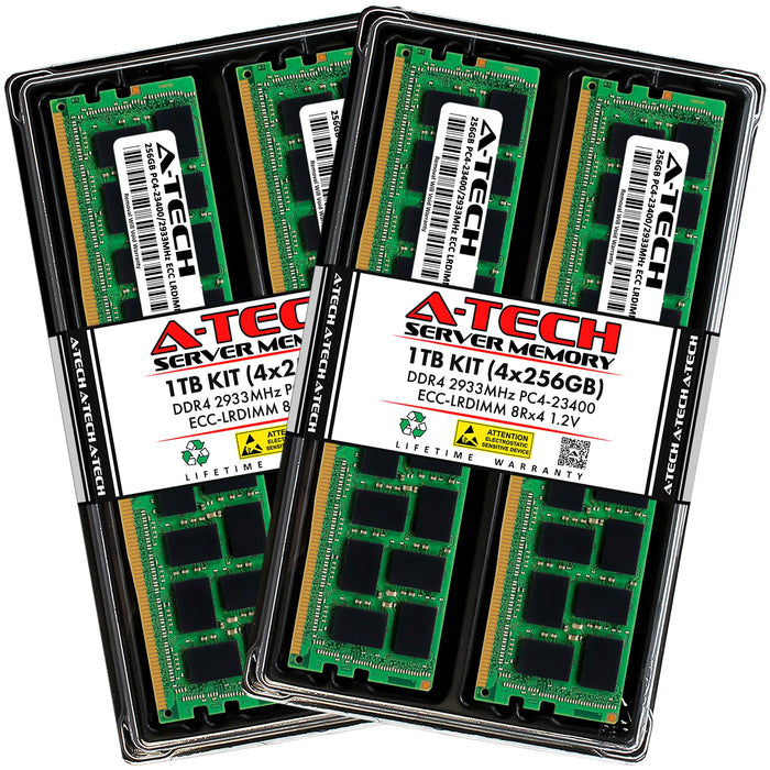 A-Tech 1TB (4x 256GB) 8Rx4 PC4-23400 DDR4 2933 MHz ECC LRDIMM Load Reduced DIMM Octal Rank Server RAM Memory Upgrade Kit