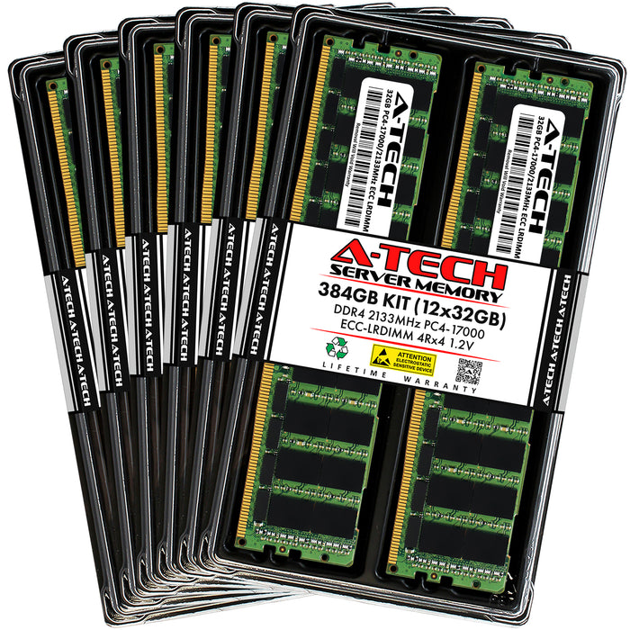 384GB Kit (12 x 32GB) 4Rx4 DDR4-2133 PC4-17000L LRDIMM ECC Load Reduced 1.2V 288-Pin Server Memory RAM