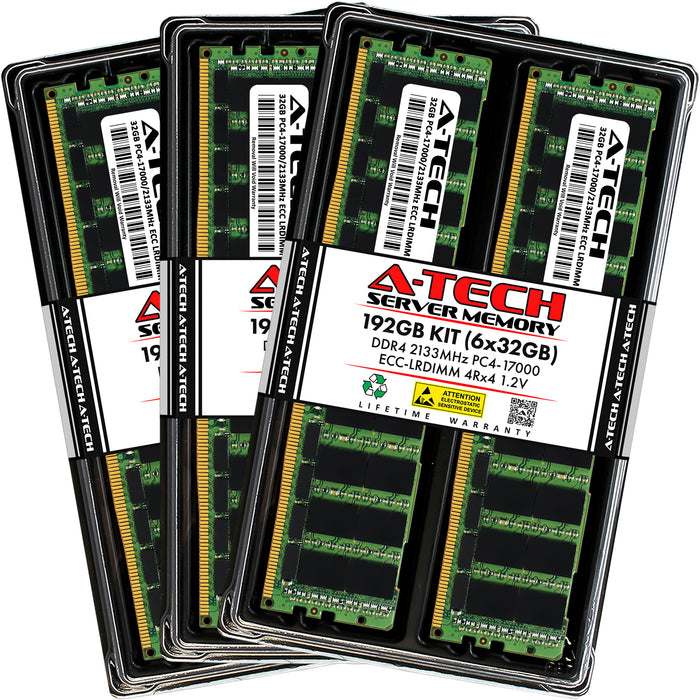 192GB Kit (6 x 32GB) 4Rx4 DDR4-2133 PC4-17000L LRDIMM ECC Load Reduced 1.2V 288-Pin Server Memory RAM