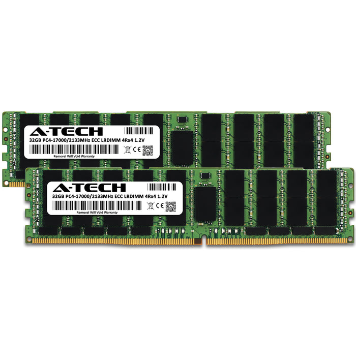 64GB Kit (2 x 32GB) 4Rx4 DDR4-2133 PC4-17000L LRDIMM ECC Load Reduced 1.2V 288-Pin Server Memory RAM